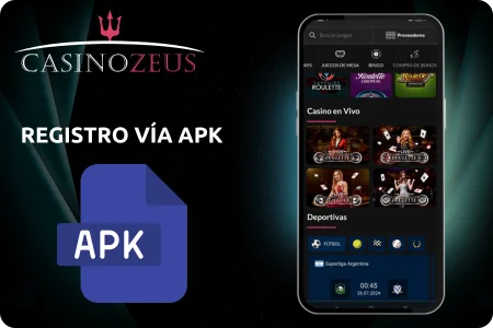 Crear usuario Casino Zeus APK